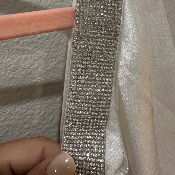 Bronx and Banco NWOT Lana Bridal White Rhinestone Corset Wrap Dress Sz M 4-6 - Picture 8 of 17